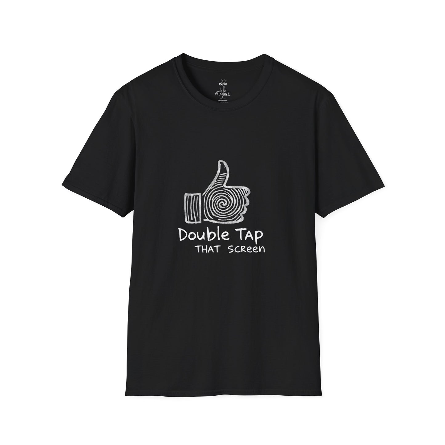 Double Tap That Screen Tee, Funny Graphic Shirt, Unisex T-Shirt for Tech Lovers, Casual Wear, Ideal for Gift Giving